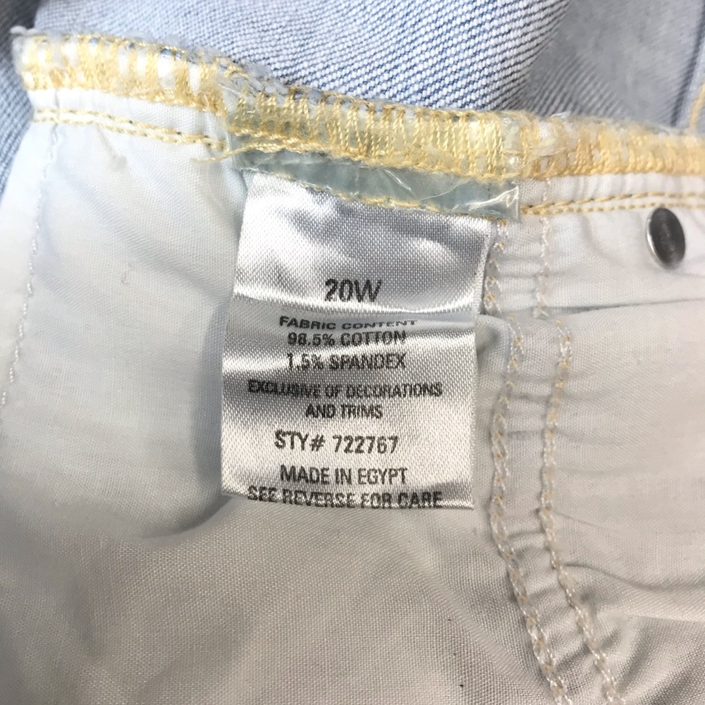 K. Jordan Size 20W Denim Jean Capris Blue Bleached Tie Dye Cotton Casual Stretch - Picture 5 of 6